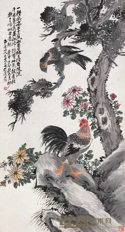 王震 1920年作 素秋图 立轴 146.5×49cm